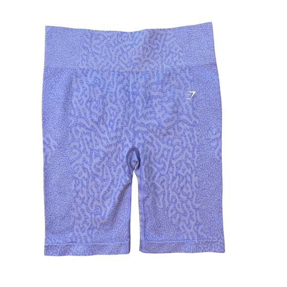 Gymshark Seamless Animal Print Biker Shorts Purple XL High Rise Scrunch Butt - Picture 1 of 8